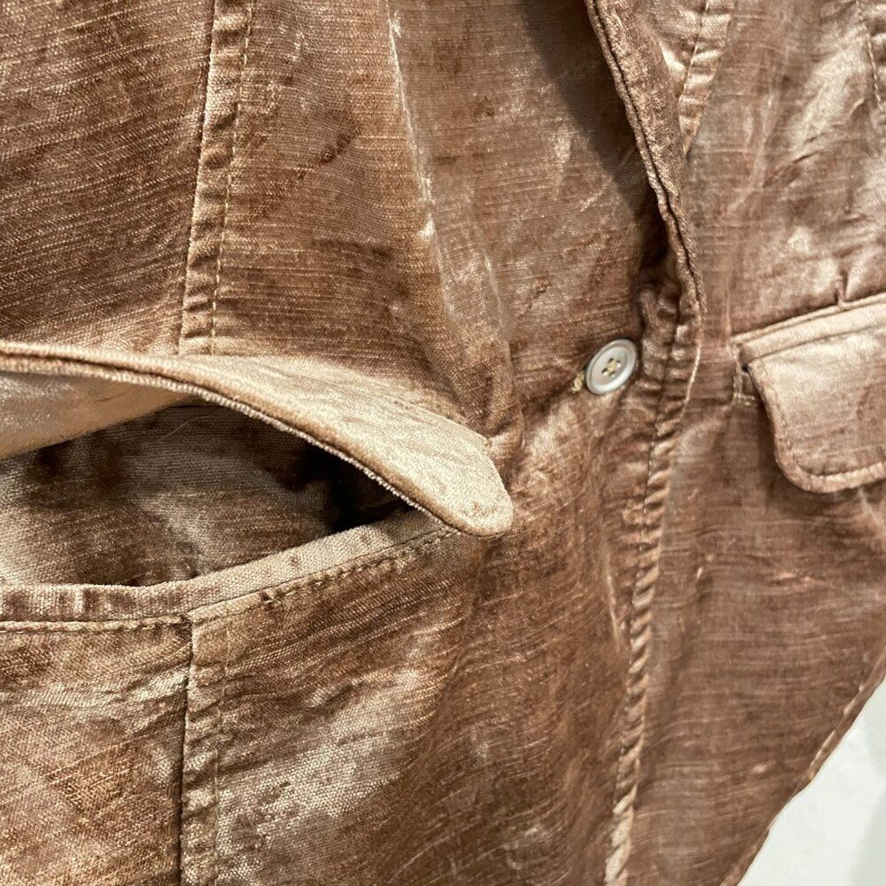 ~ RARE Free People S Boho Blazer Velvety Copper Bronze Gold Soft Button Lapels - Picture 7 of 16